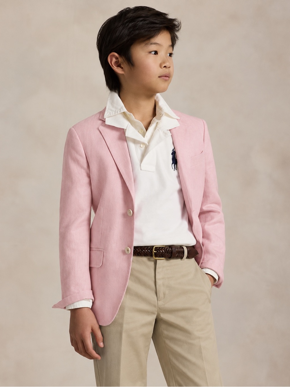 Ralph Lauren Boys Light Pink Polo Linen Suit Jacket Sports Coat Blazer size 8